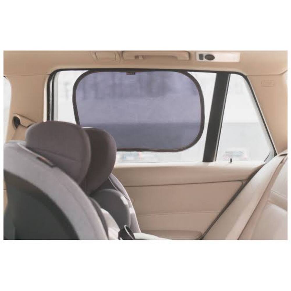 A Car back window showing a BeSafe Sunshade for Toddler sun protection - Available from Parent Studio