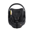 Black baby car seat with visible brand logo on a transparent background