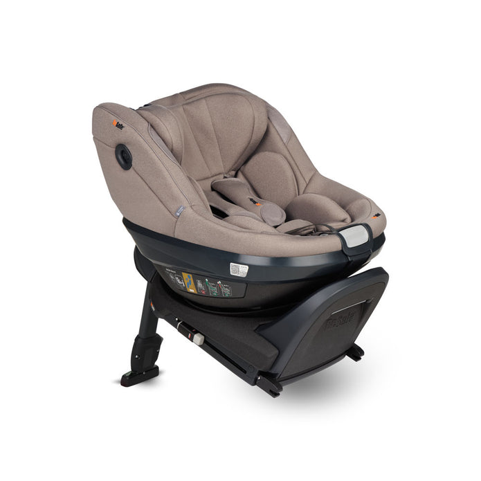 BeSafe Beyond2 toddler car seat attached to BeSafe Beyond ISOFIX base in Dark Sand SoftBreeze in smallest position, available from Parent Studio