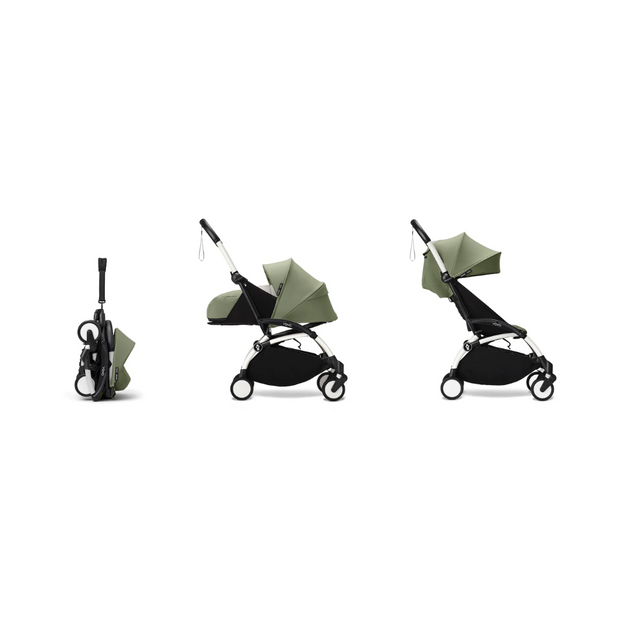 Stokke® YOYO³ stroller with newborn to toddler White/Olive