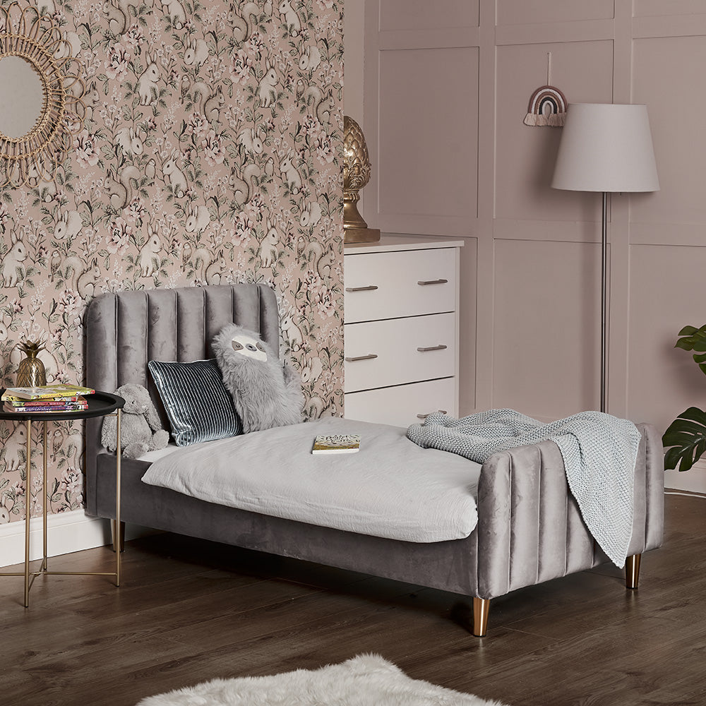 Gatsby Single Bed Velvet Grey