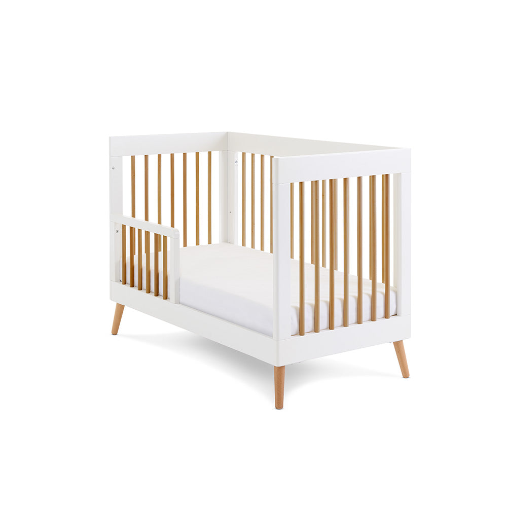 Maya Mini Scandi Cot Bed White with Natural