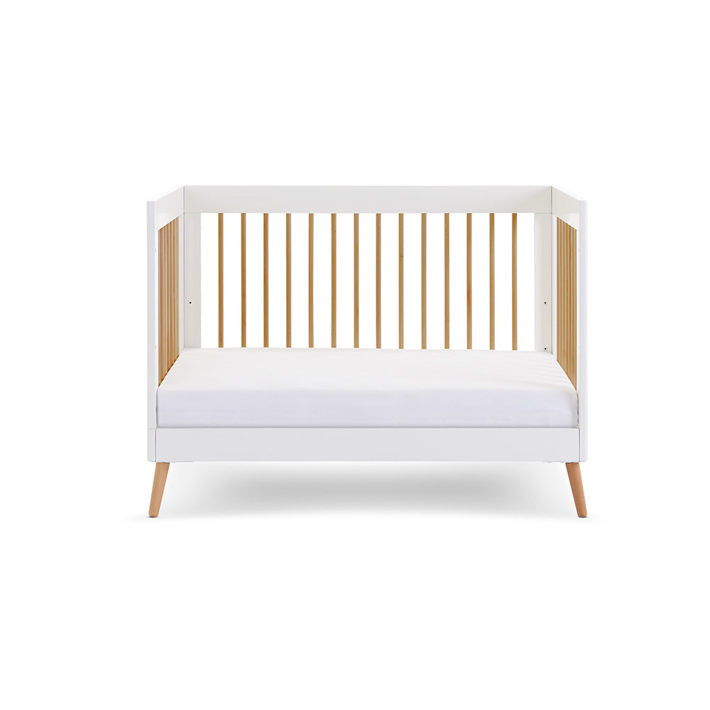 Maya Mini Scandi Cot Bed White with Natural