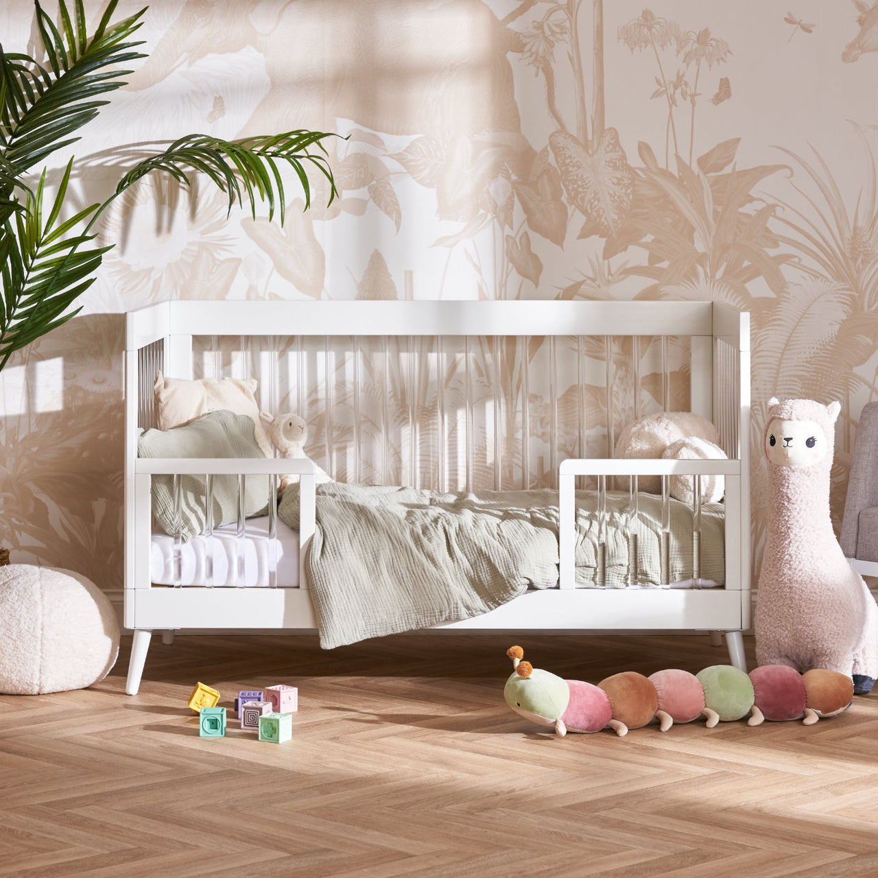 Maya Scandi Cot Bed, White with Acrylic