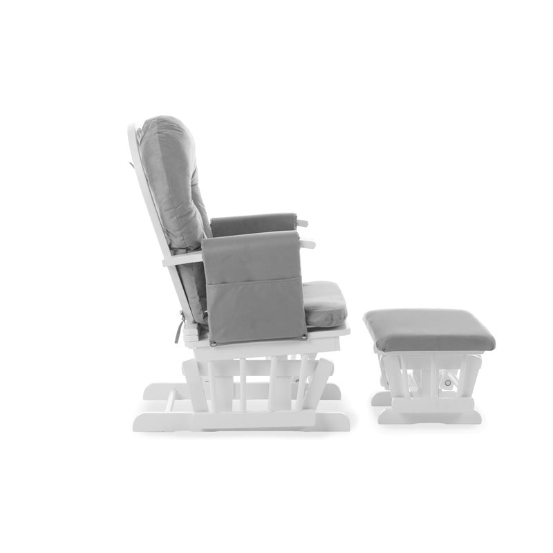 Reclining Glider Chair and Stool Grey