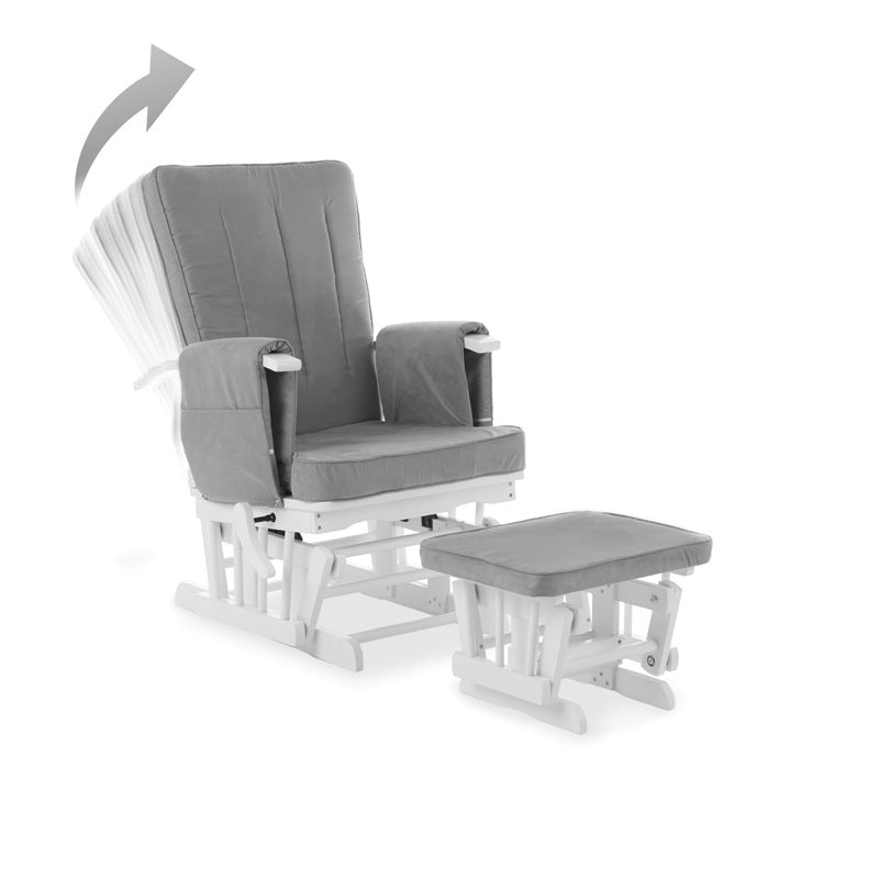 Deluxe Reclining Glider Chair and Stool Grey