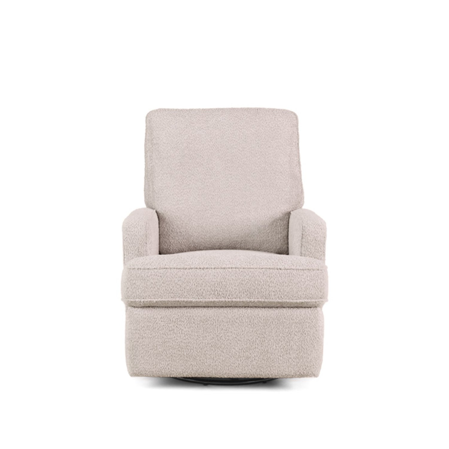 Obaby Madison Glider Recliner Chair in Chenille Marshmallow off-white shown from the front - Available from Parent Studio