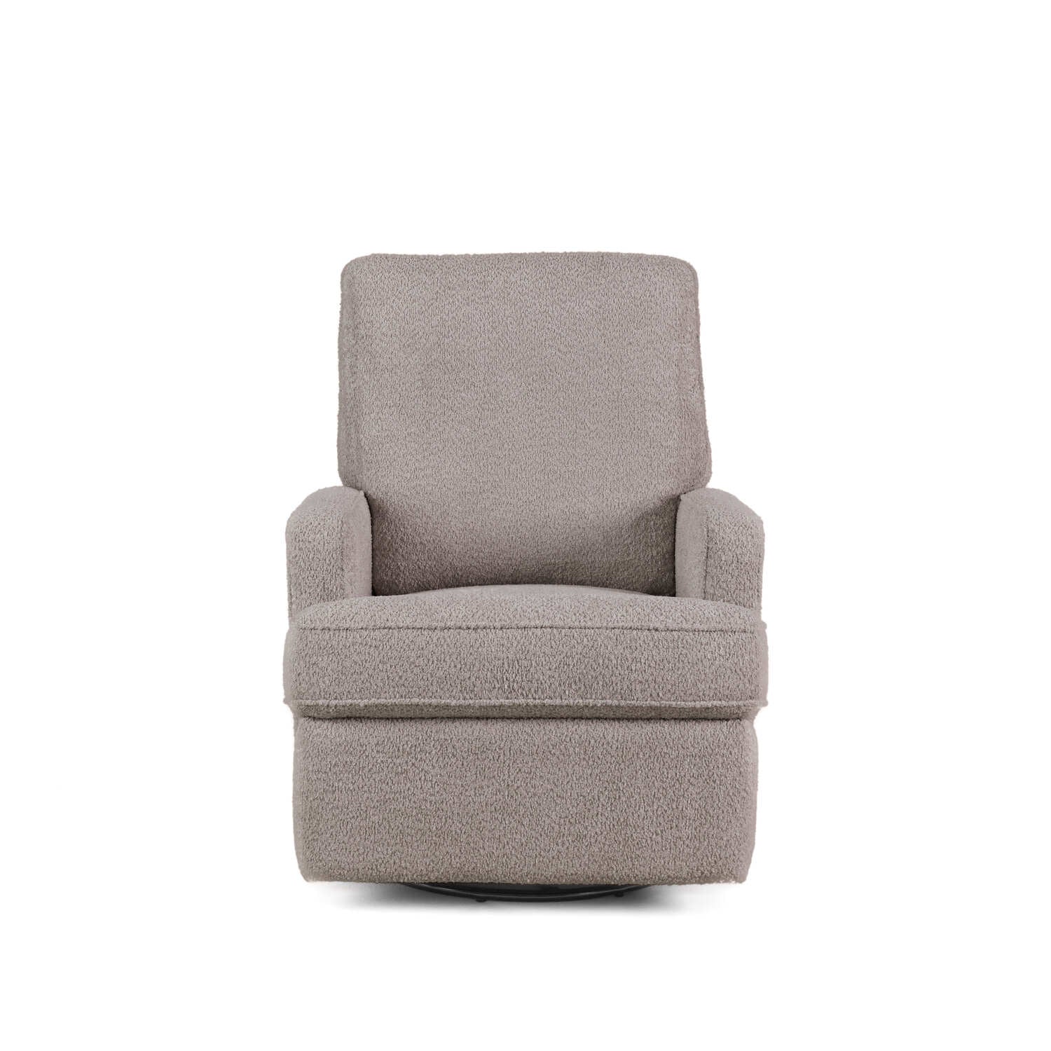 Obaby Madison Glider Recliner Chair in Chenille Mushroom neutral shown from the front - Available from Parent Studio