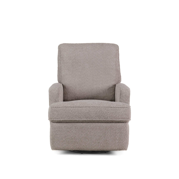 Obaby Madison Glider Recliner Chair in Chenille Mushroom neutral shown from the front - Available from Parent Studio
