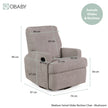 Obaby Madison Glider Recliner Chair in Chenille Mushroom neutral with dimensions - Available from Parent Studio