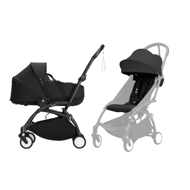 Stokke® YOYO³ Stroller - Compact Stroller Newborn Shell to Toddler Black/Black