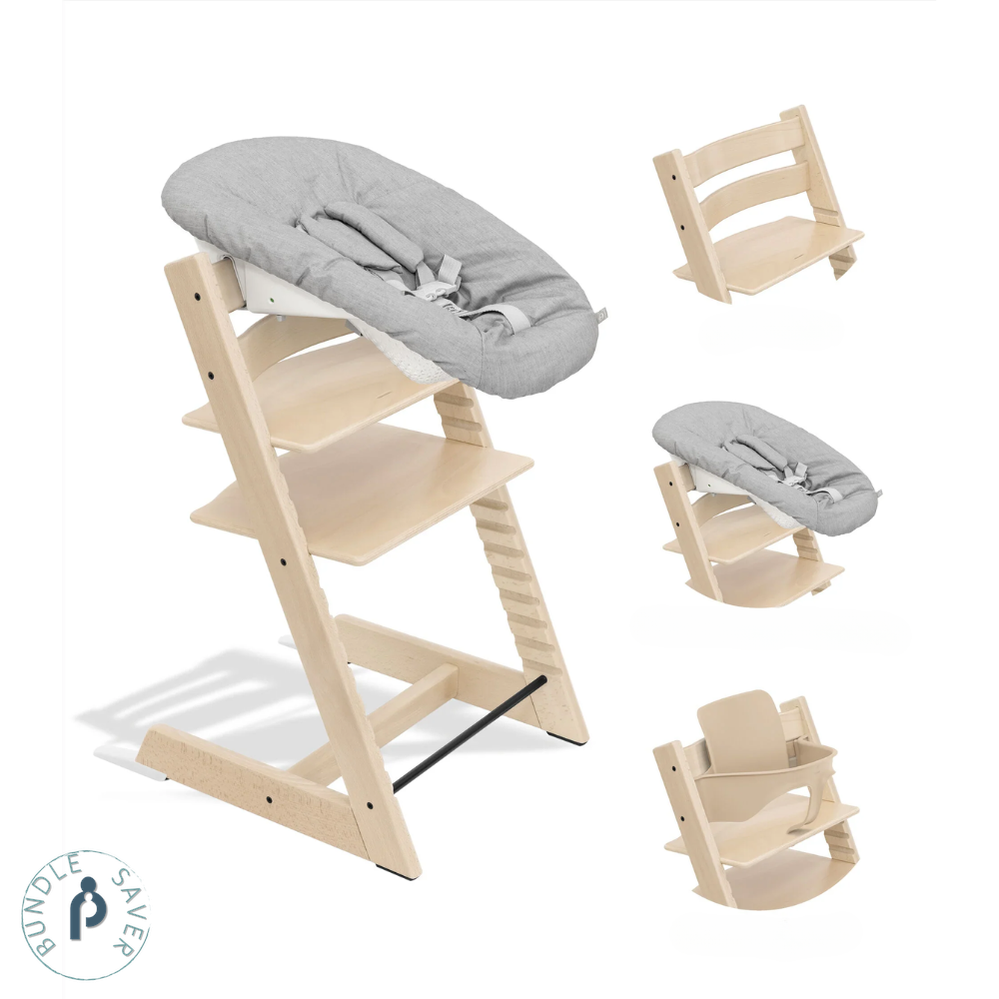 Tripp Trapp® High Chair and Newborn Set Bundle Beech Wood-Bundle-Parent Studio