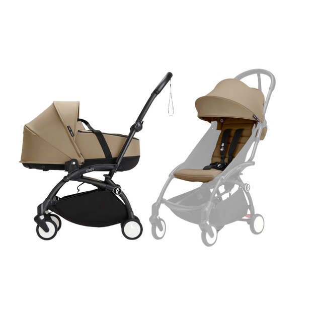 Stokke® YOYO³ Stroller - Compact Stroller Newborn Shell to Toddler Black/Toffee