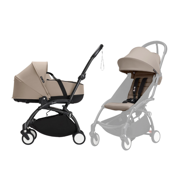 Stokke® YOYO³ Stroller - Compact Stroller Newborn Shell to Toddler Black/Taupe