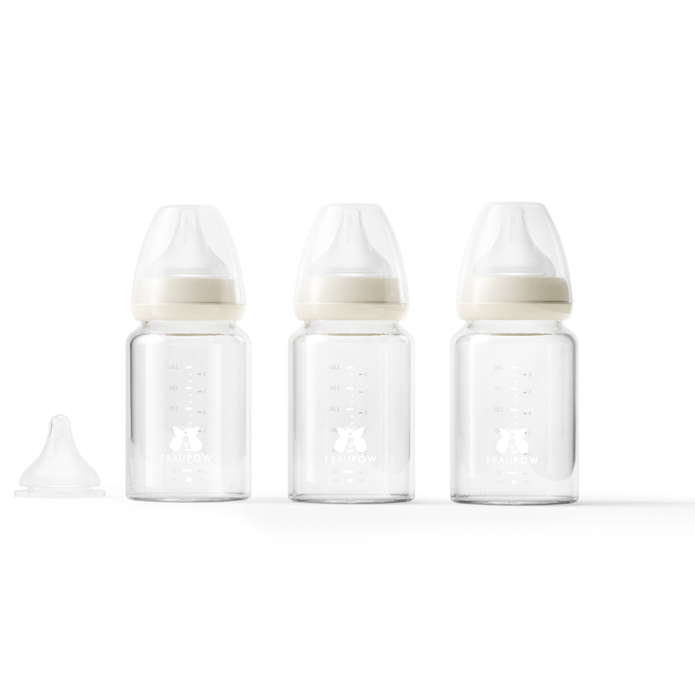 Fraupow Combi-Feed Glass Baby Bottles | Pack of 3