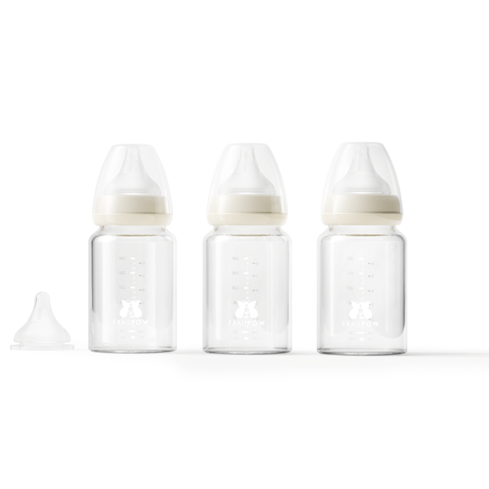 Fraupow Combi-Feed Glass Baby Bottles | Pack of 3