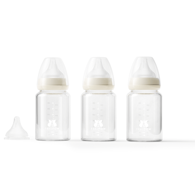 Fraupow Combi-Feed Glass Baby Bottles | Pack of 3