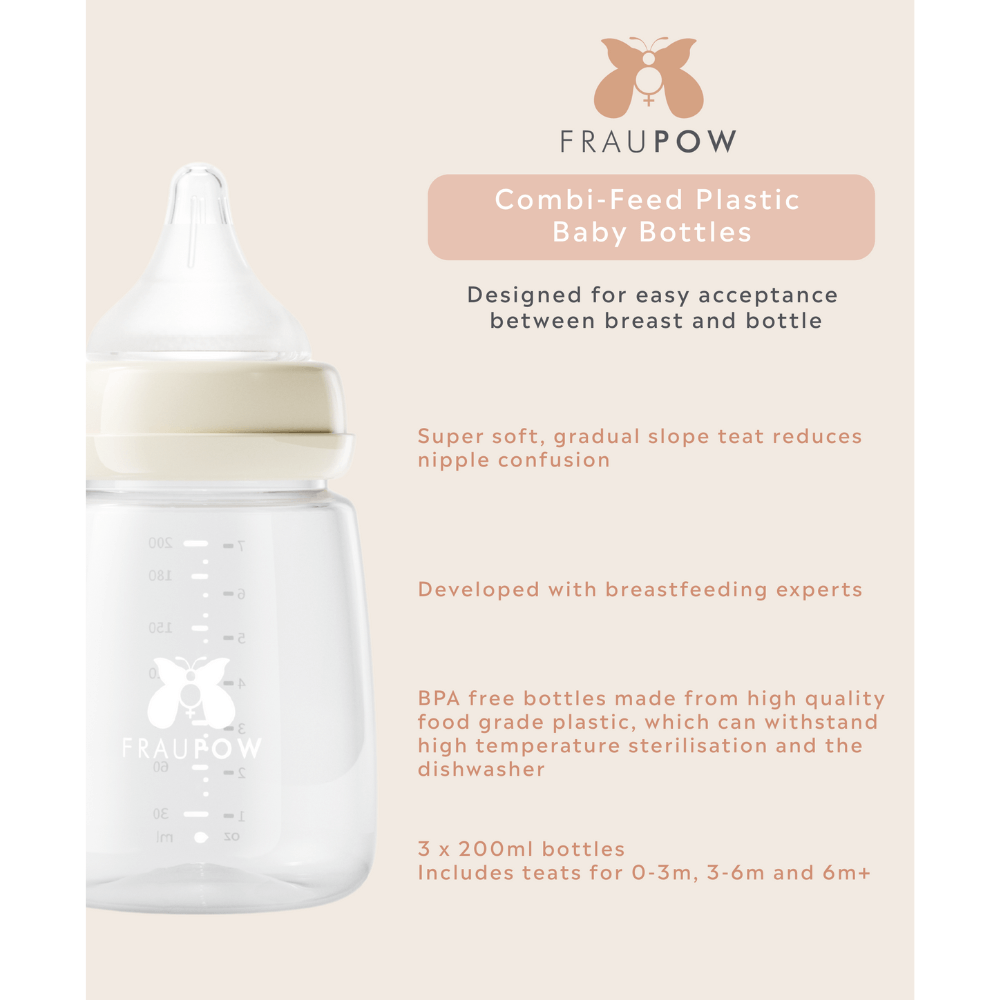 Fraupow Combi-Feed Baby Bottles | Pack of 3 - Parent Studio