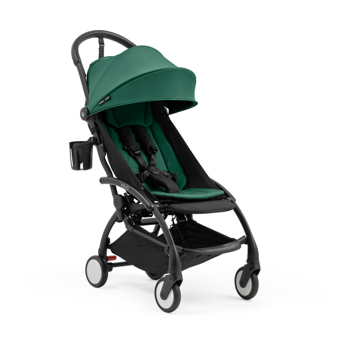 Stokke YOYO cup holder mounted on a Forest Green Yoyo5 Stroller - Available from Parent 