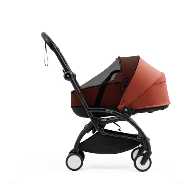 Stokke YOYO Bassinet Mesh Cover fitted tightly over a Berry Yoyo5 bassinet - Available from Parent Studio