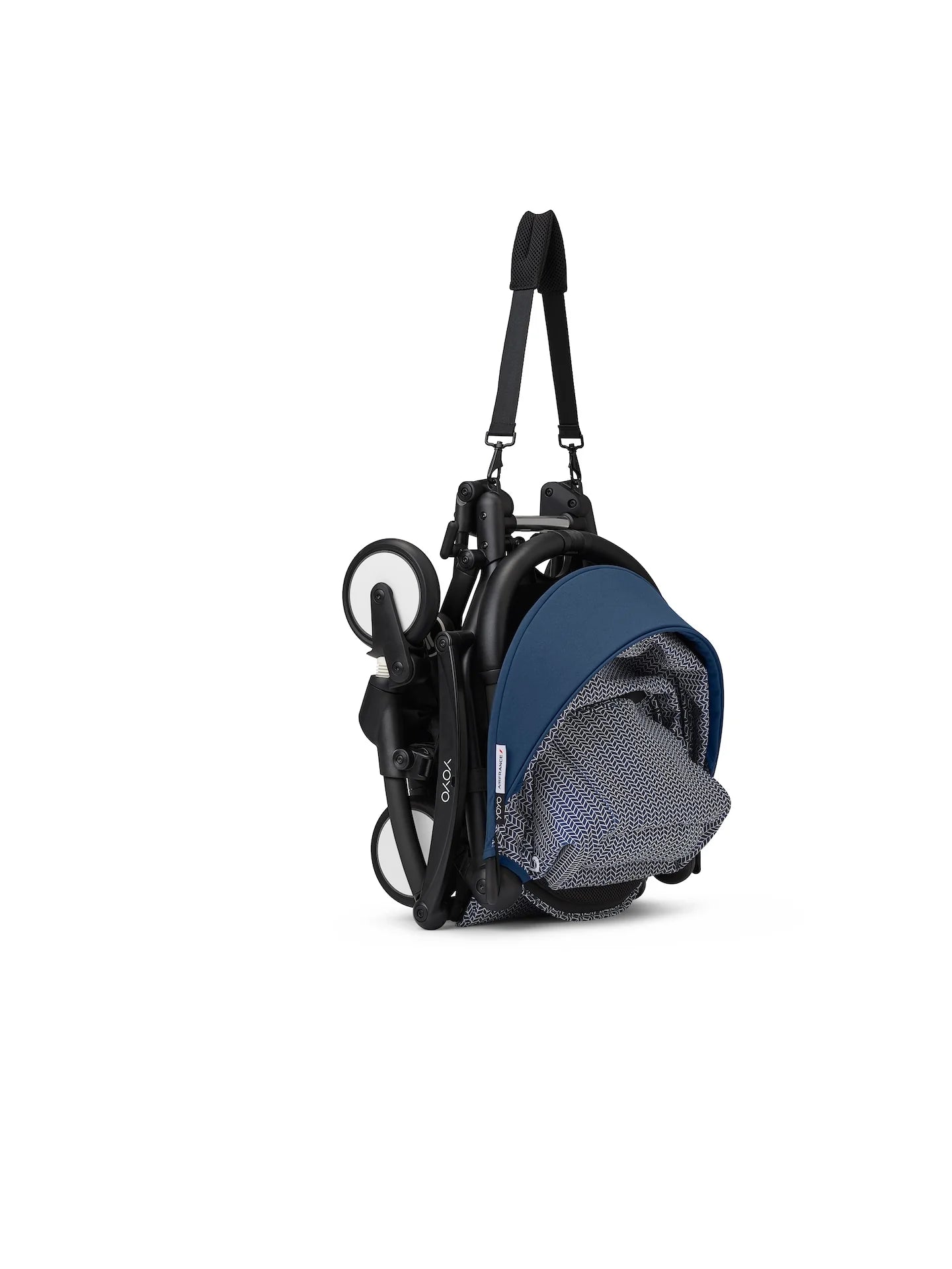 Stokke® YOYO³ stroller with newborn to toddler Black/Air France Blue