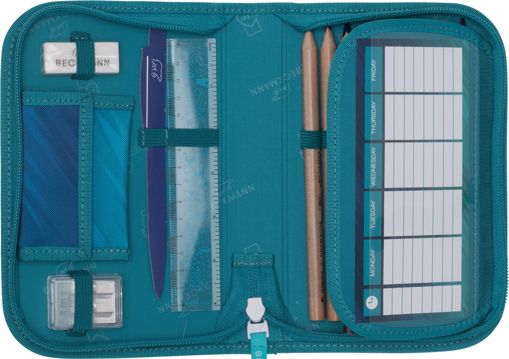 Single section pencil case w/content, Racing