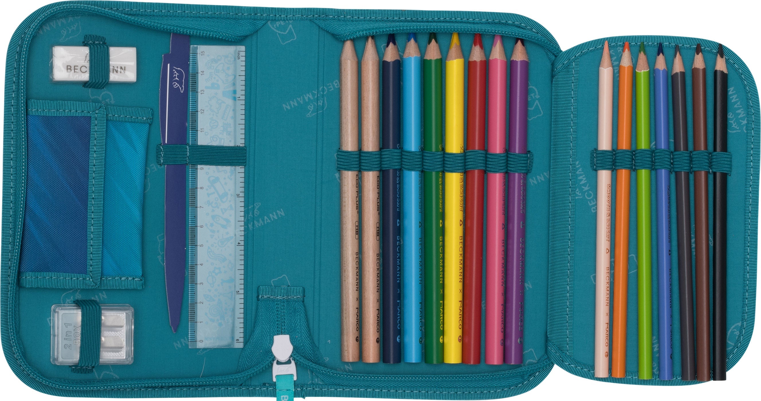 Single section pencil case w/content, Racing