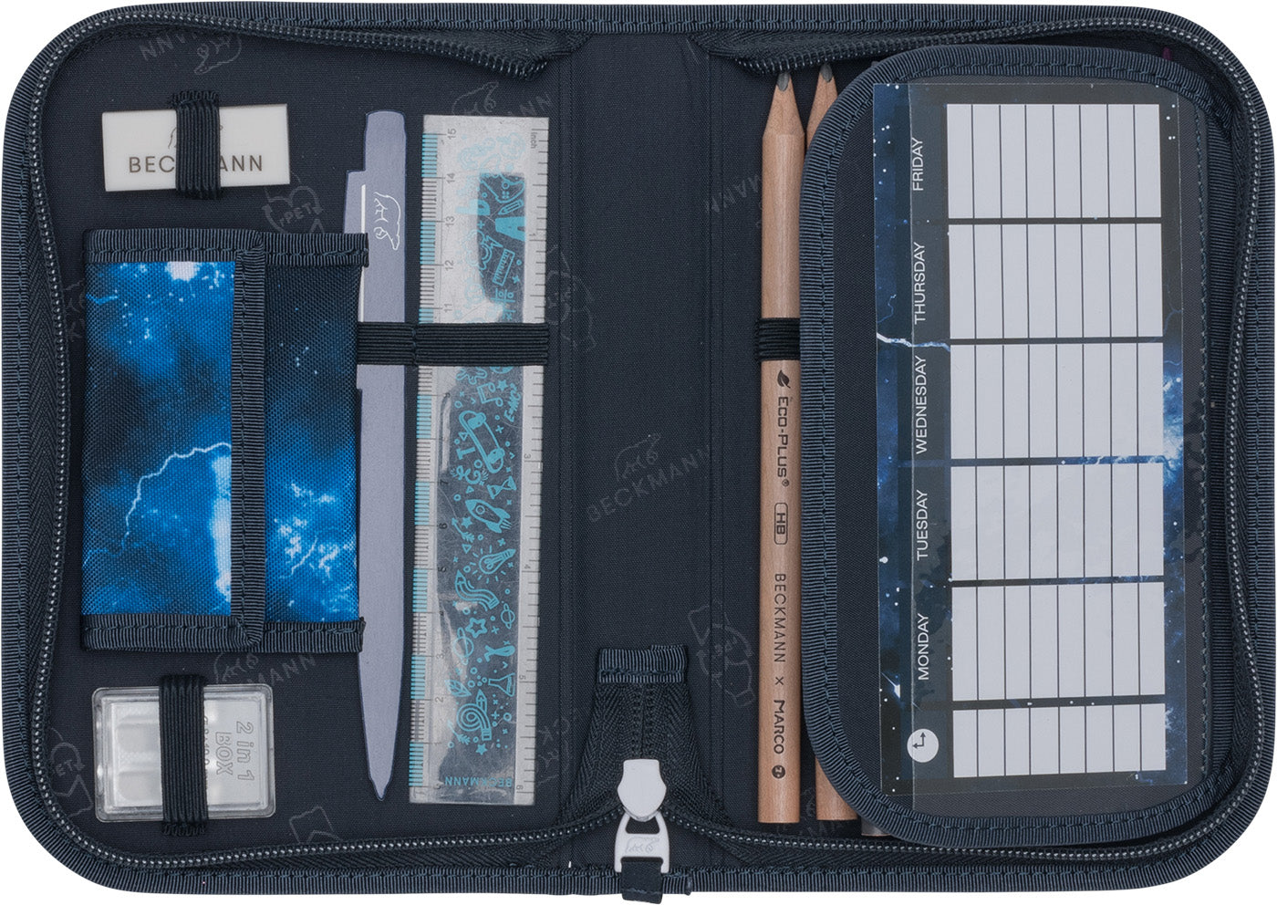 Single section pencil case w/content, Tech Rex