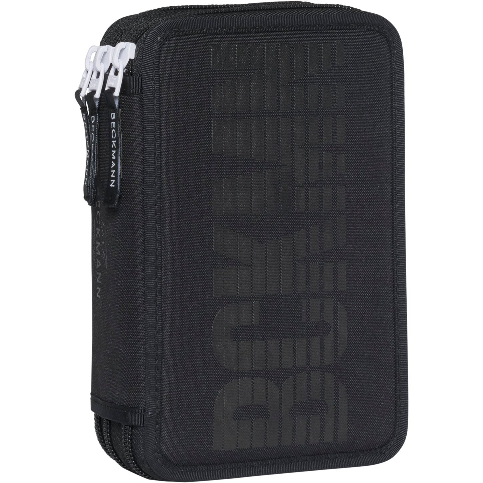 Three section pencil case w/content, Black