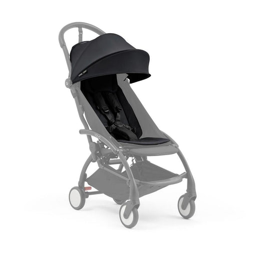 Stokke YOYO5 stroller seat pack in Black shown attached to greyed Yoyo5 stroller frame which is sold separately - Available at Parent Studio.
