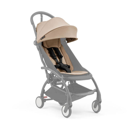 Stokke YOYO5 stroller seat pack in Taupe shown attached to greyed Yoyo5 stroller frame which is sold separately - Available at Parent Studio.