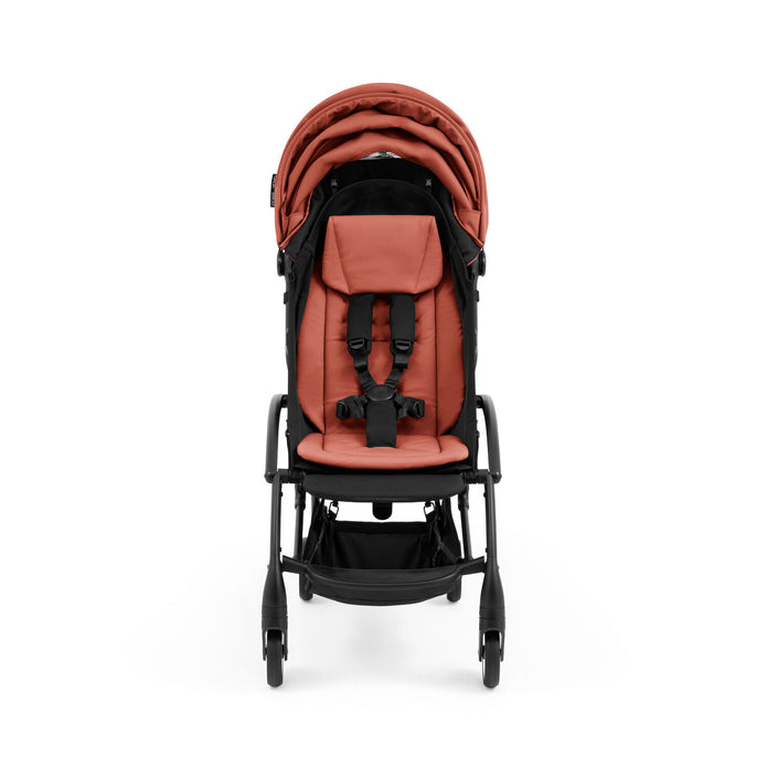 Front view of Stokke YOYO5 stroller seat pack in Berry attached to Yoyo5 stroller frame - Available at Parent Studio.