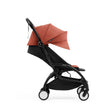 Stokke YOYO5 stroller seat pack in Berry attached to Yoyo5 stroller frame in maximum recline postion - Available at Parent Studio.