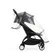 Clear Stokke YOYO seat pack rain cover fitted securely over a Black Yoyo5 seat pack and hood - Available from Parent Studio