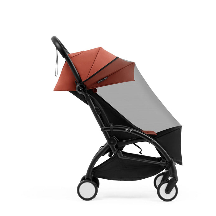 Stokke YOYO stroller in Berry fitted with fine mesh cover - Available from Parent Studio