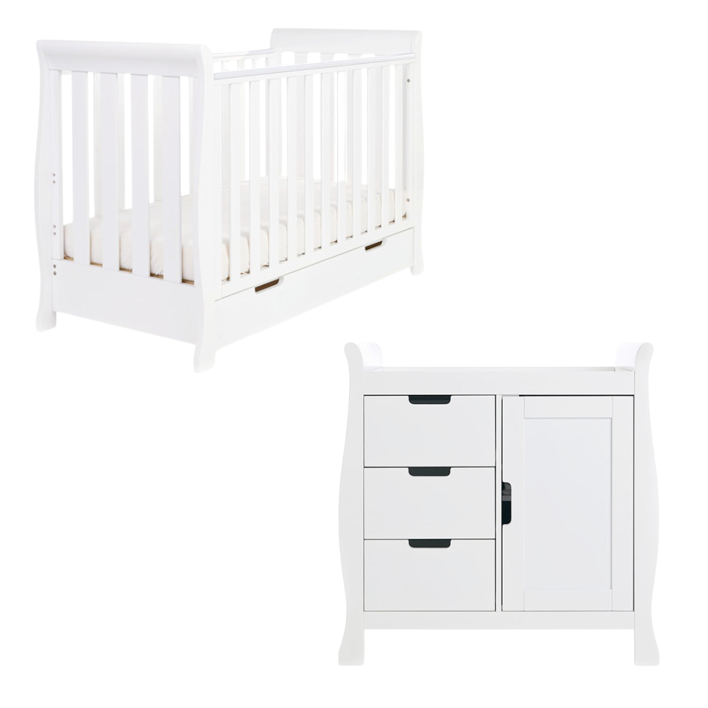 Obaby Stamford Mini Sleigh 2 Piece Room Set-Cribs & Toddler Beds-Parent Studio