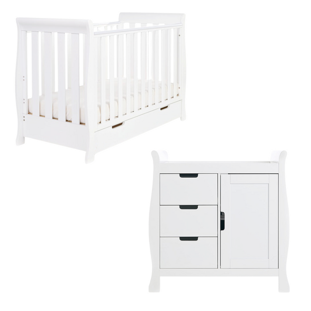 Obaby Stamford Mini Sleigh 2 Piece Room Set-Cribs & Toddler Beds-Parent Studio