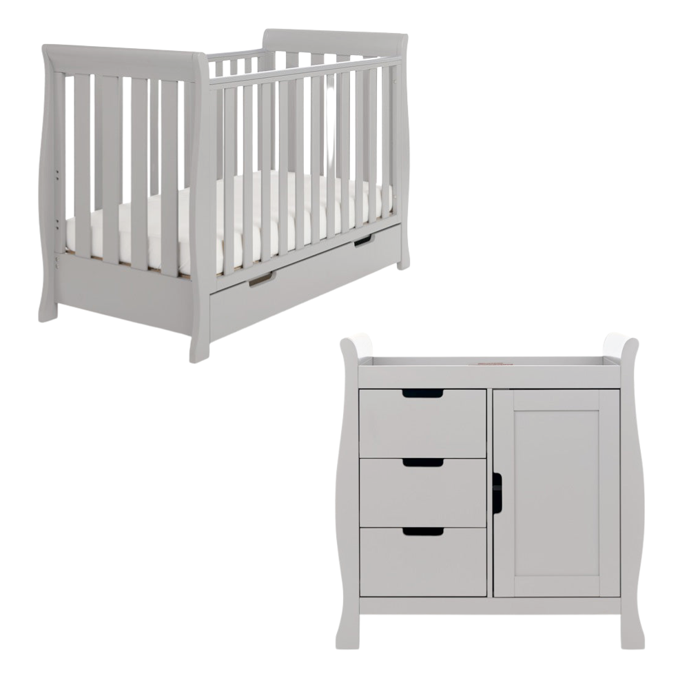 Obaby Stamford Mini Sleigh 2 Piece Room Set-Cribs & Toddler Beds-Parent Studio