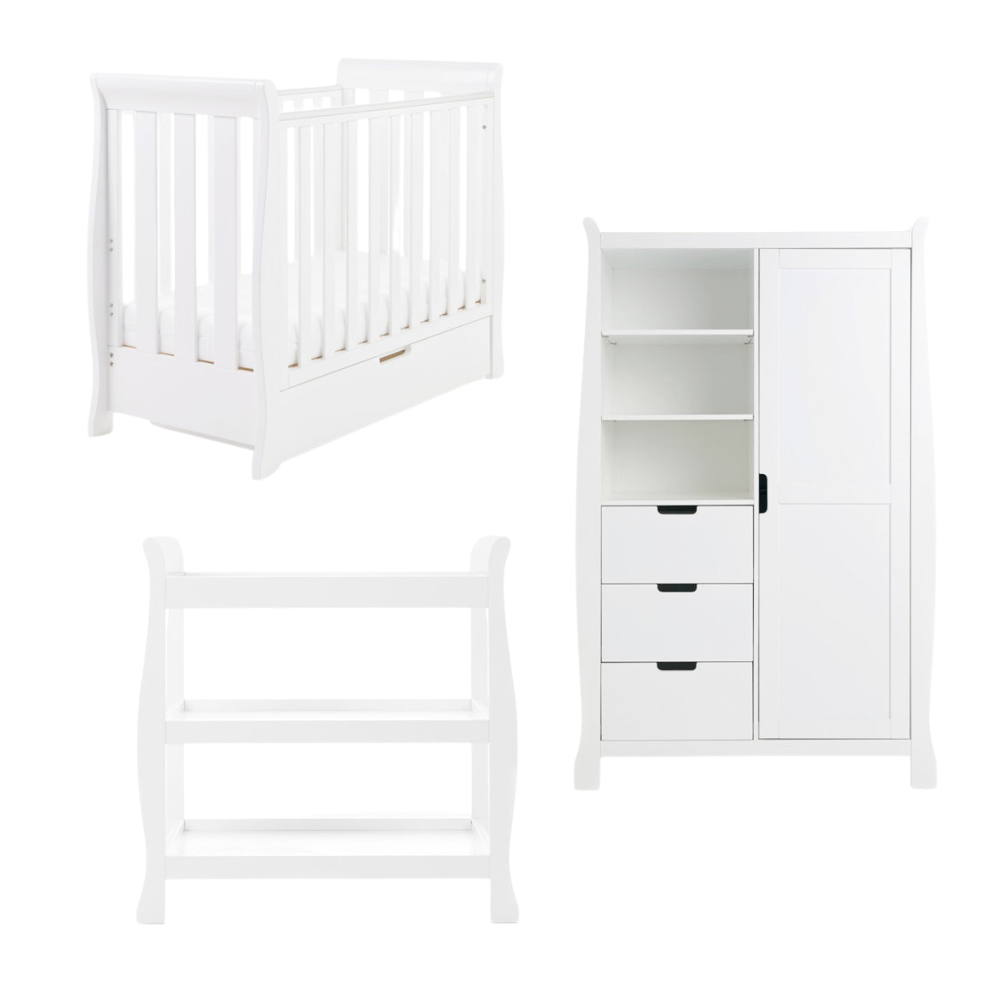 Obaby Stamford Mini Sleigh 3 Piece Room Set-Baby & Toddler Furniture Sets-Parent Studio