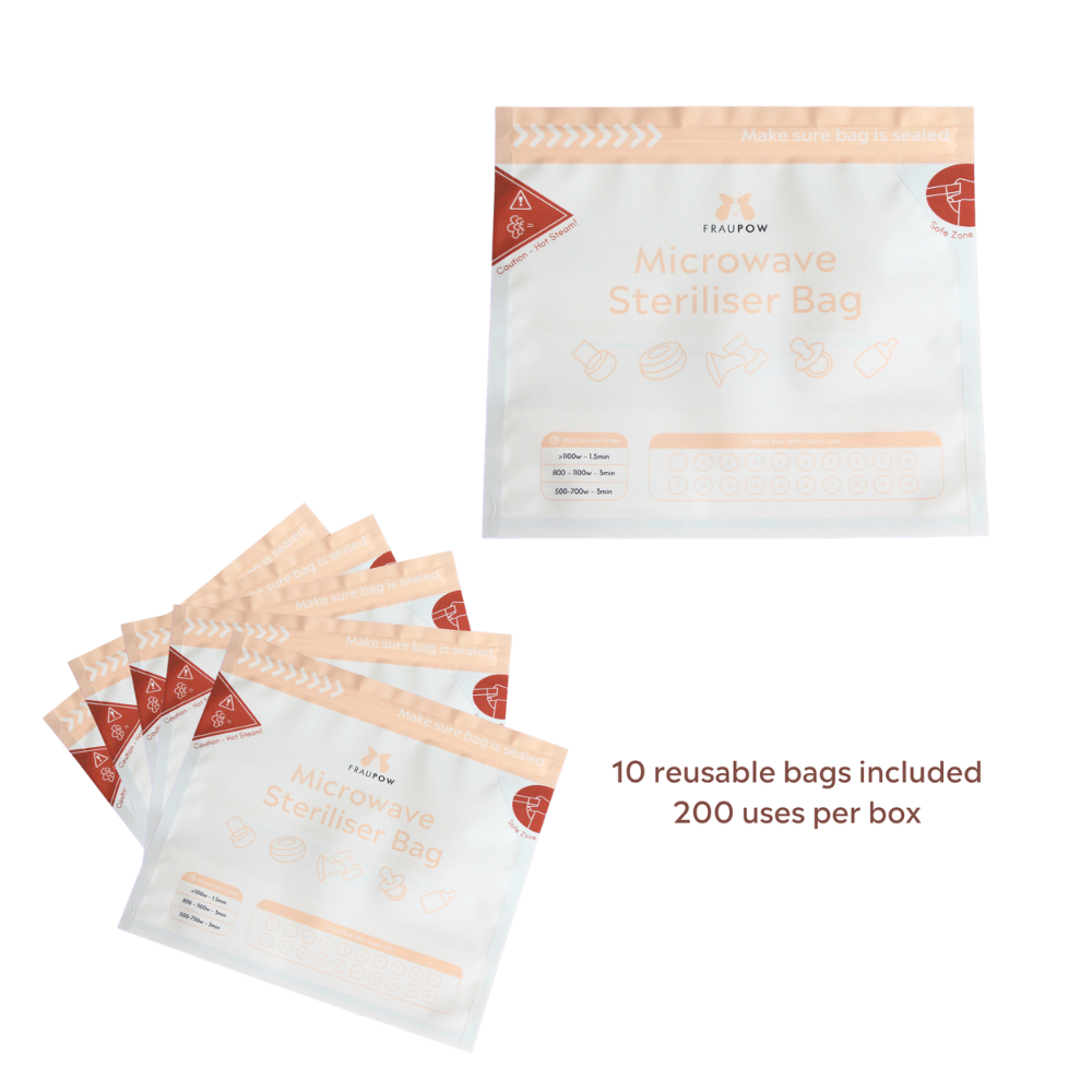 Fraupow Steam Clean Microwave Steriliser Bags | Pack of 10