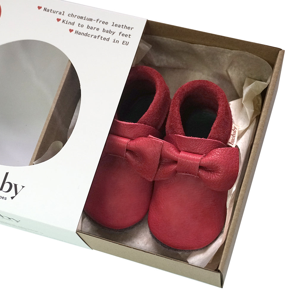 Baobaby Soft Sole Baby Shoes, Pirouettes, Cherry - Parent Studio