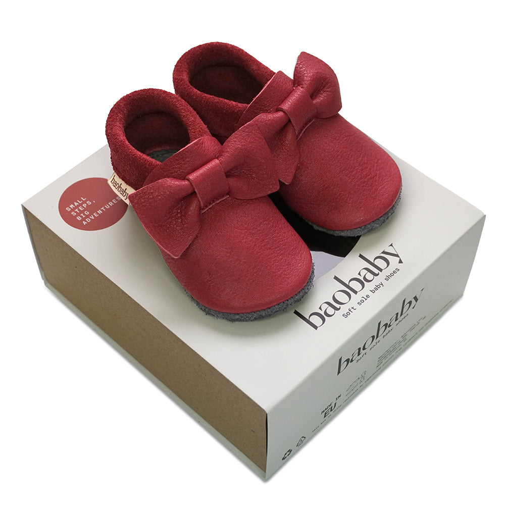 Baobaby Soft Sole Baby Shoes, Pirouettes, Cherry - Parent Studio
