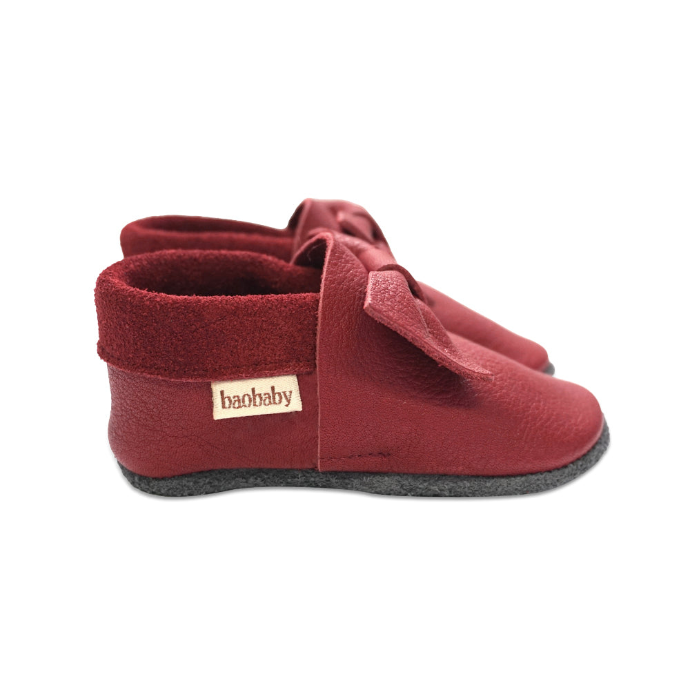 Baobaby Soft Sole Baby Shoes, Pirouettes, Cherry - Parent Studio