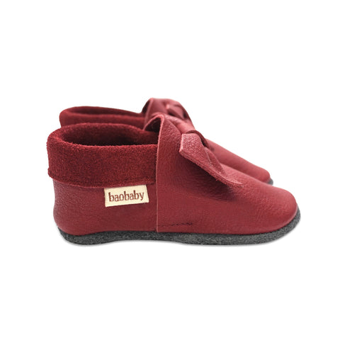 Baobaby Soft Sole Baby Shoes, Pirouettes, Cherry