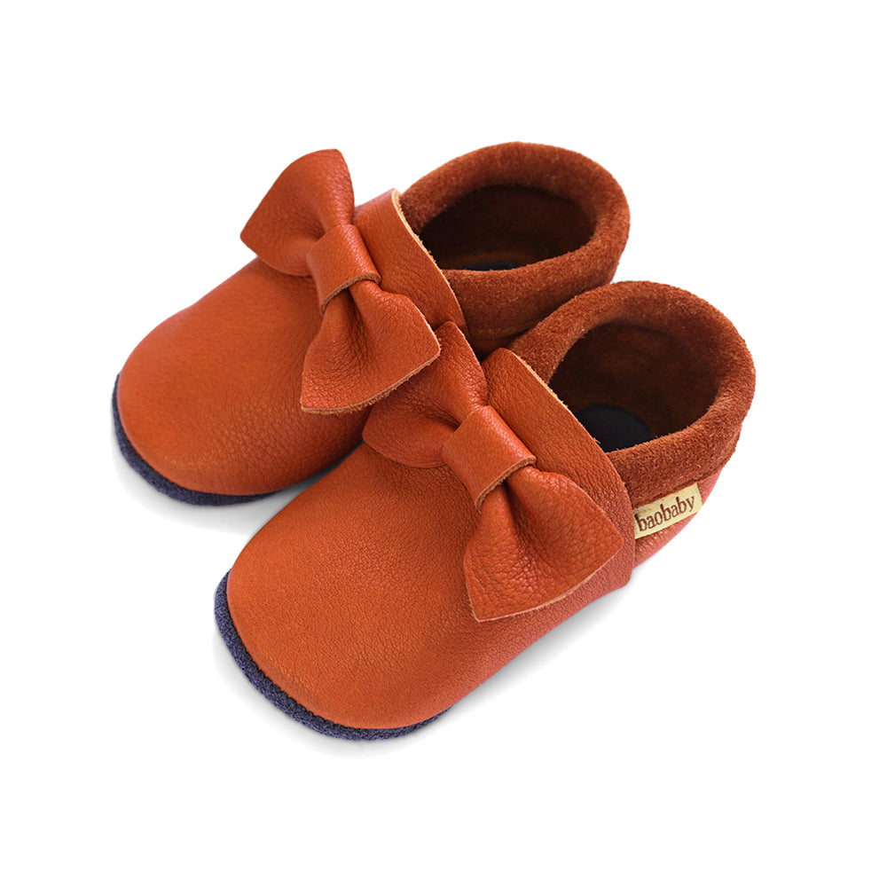 Baobaby Soft Sole Baby Shoes, Pirouettes,  Hazelnut - Parent Studio