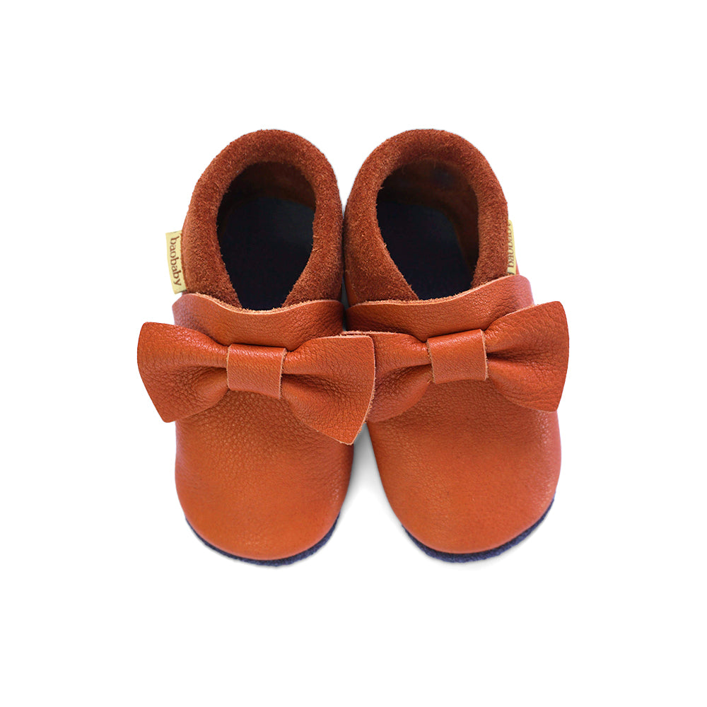 Baobaby Soft Sole Baby Shoes, Pirouettes,  Hazelnut - Parent Studio