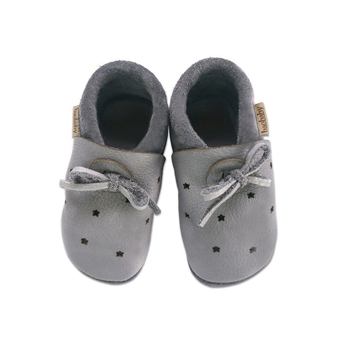 Baobaby Soft Sole Baby Shoes, Sandals, Stars Grey