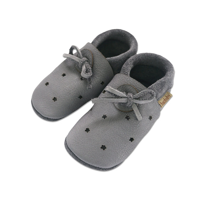 Baobaby Soft Sole Baby Shoes, Sandals, Stars Grey