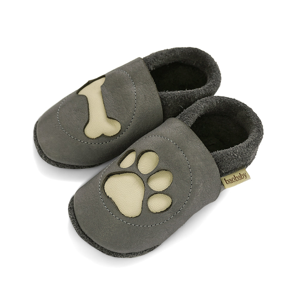 Baobaby Soft Sole Baby Shoes, Classics, Paw Grey - Parent Studio
