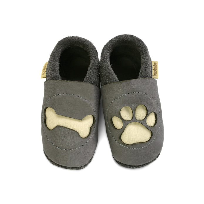 Baobaby Soft Sole Baby Shoes, Classics, Paw Grey